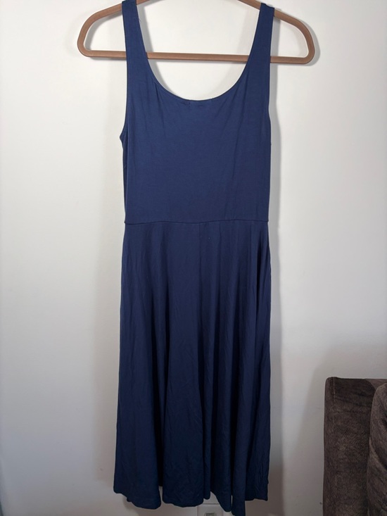 Quince Deep Blue Tank Swing Midi Dress - Navy- Medium - Picture 6 of 7